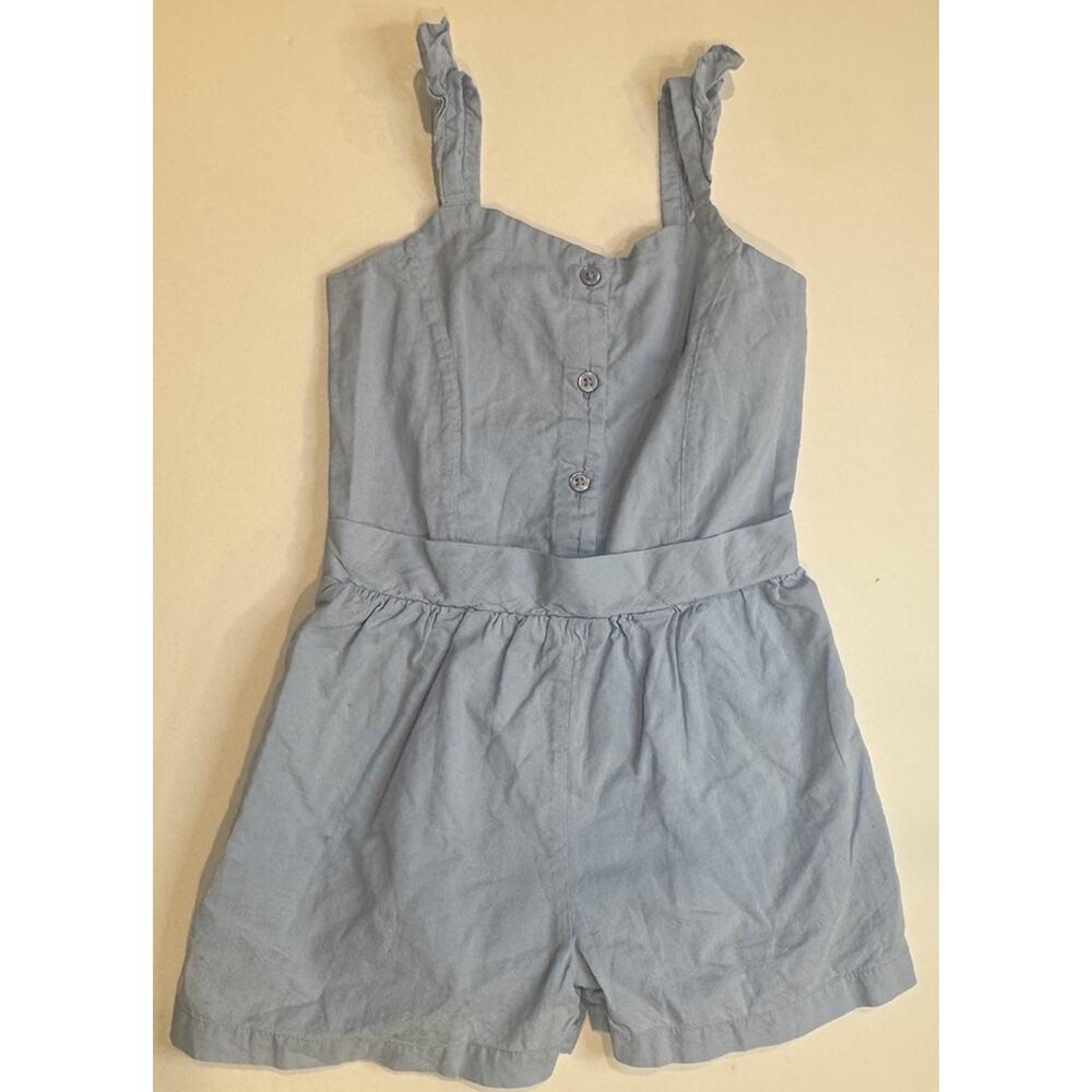 Hope & Henry Girls Romper Size 4 Blue Cotton Sleeveless Button Front